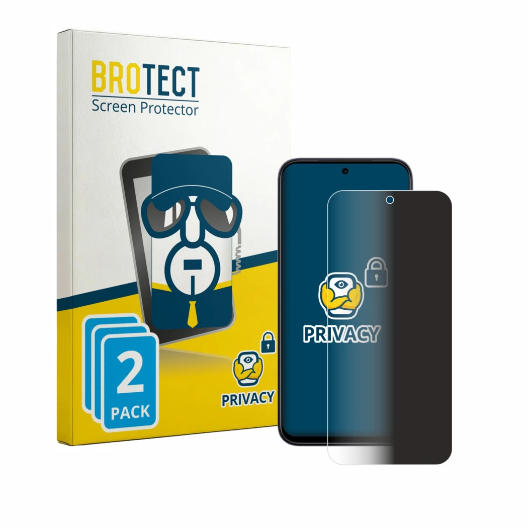 Front side of a product packaging with the brand logo BROTECT. Next to it is the device Vivo Y31D Pro shown with the correspon