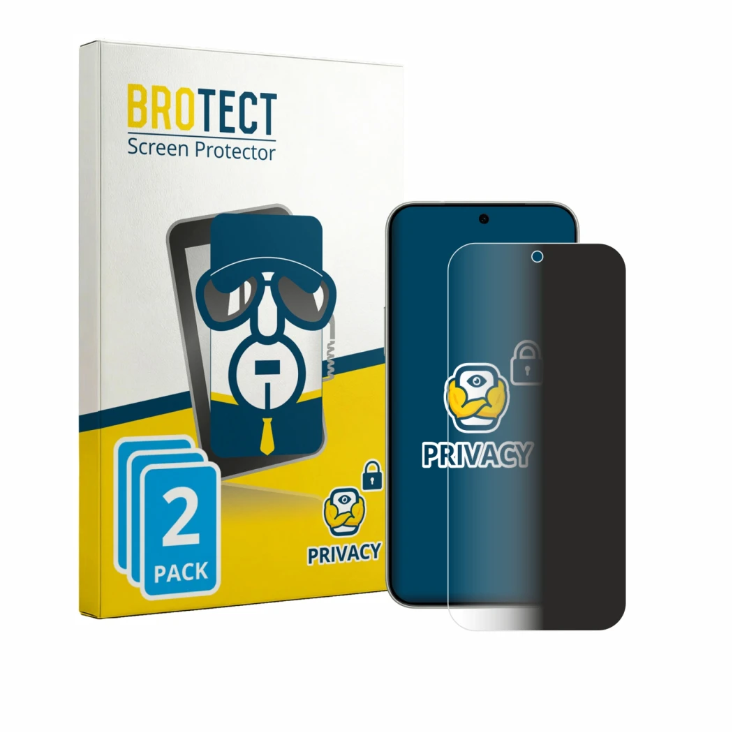 Front side of a product packaging with the brand logo BROTECT. Next to it is the device Vivo S60 shown with the corresponding