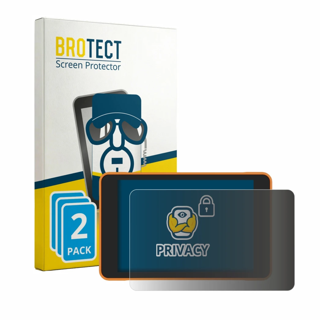 Front side of a product packaging with the brand logo BROTECT. Next to it is the device ProGlove Lana shown with the correspon