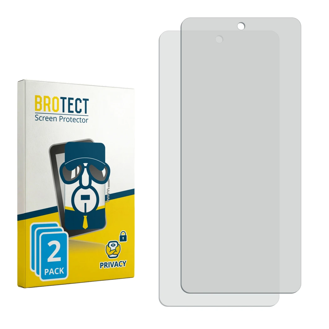 Front side of a product packaging with the brand logo BROTECT. Next to it is the corresponding screen protector.