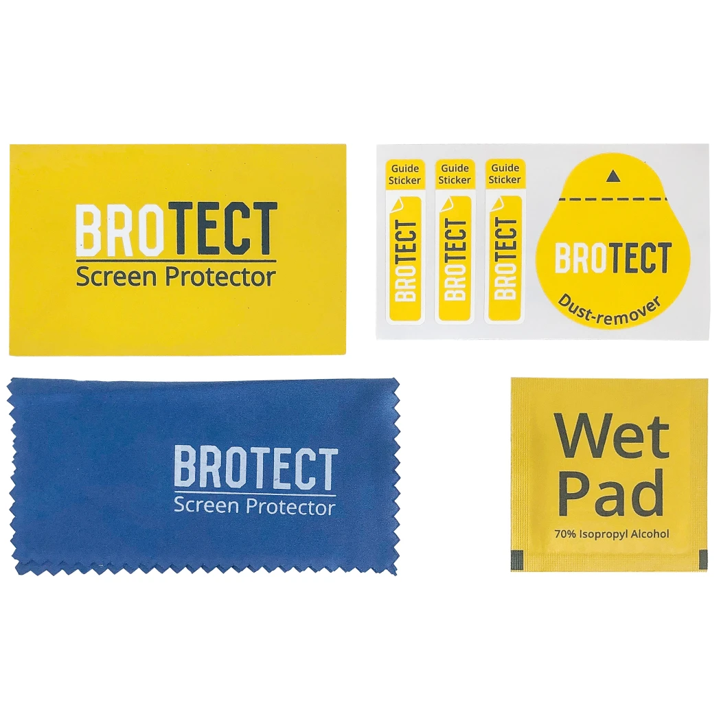 Components of the accessory set including cleaning and microfiber cloth.