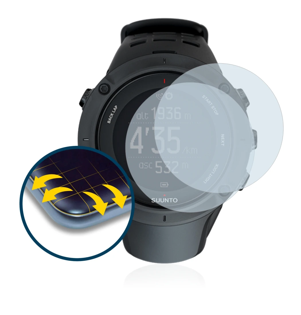 Image of the device Suunto Ambit3 Peak Black with a wide variety of screen protectors.
