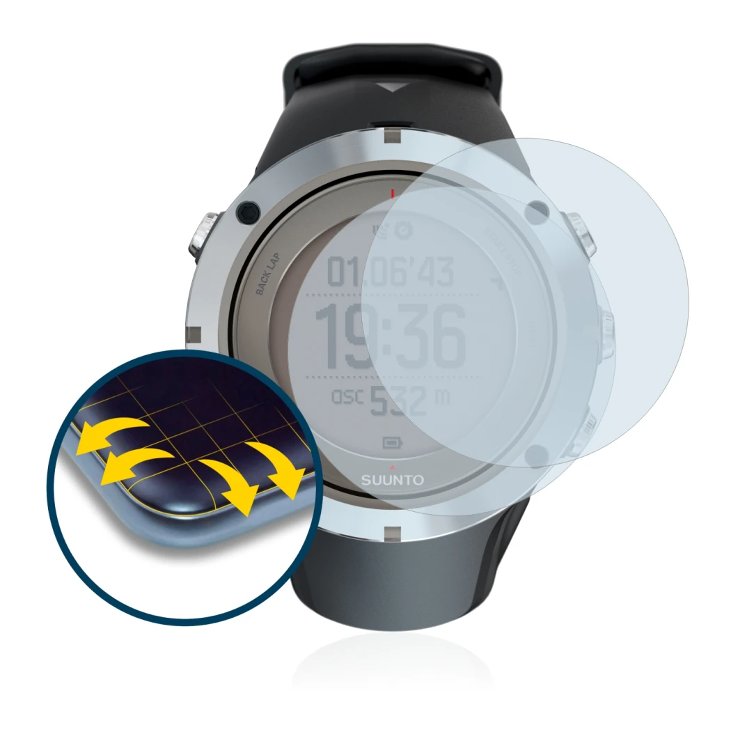 Image of the device Suunto Ambit3 Peak Sapphire with a wide variety of screen protectors.
