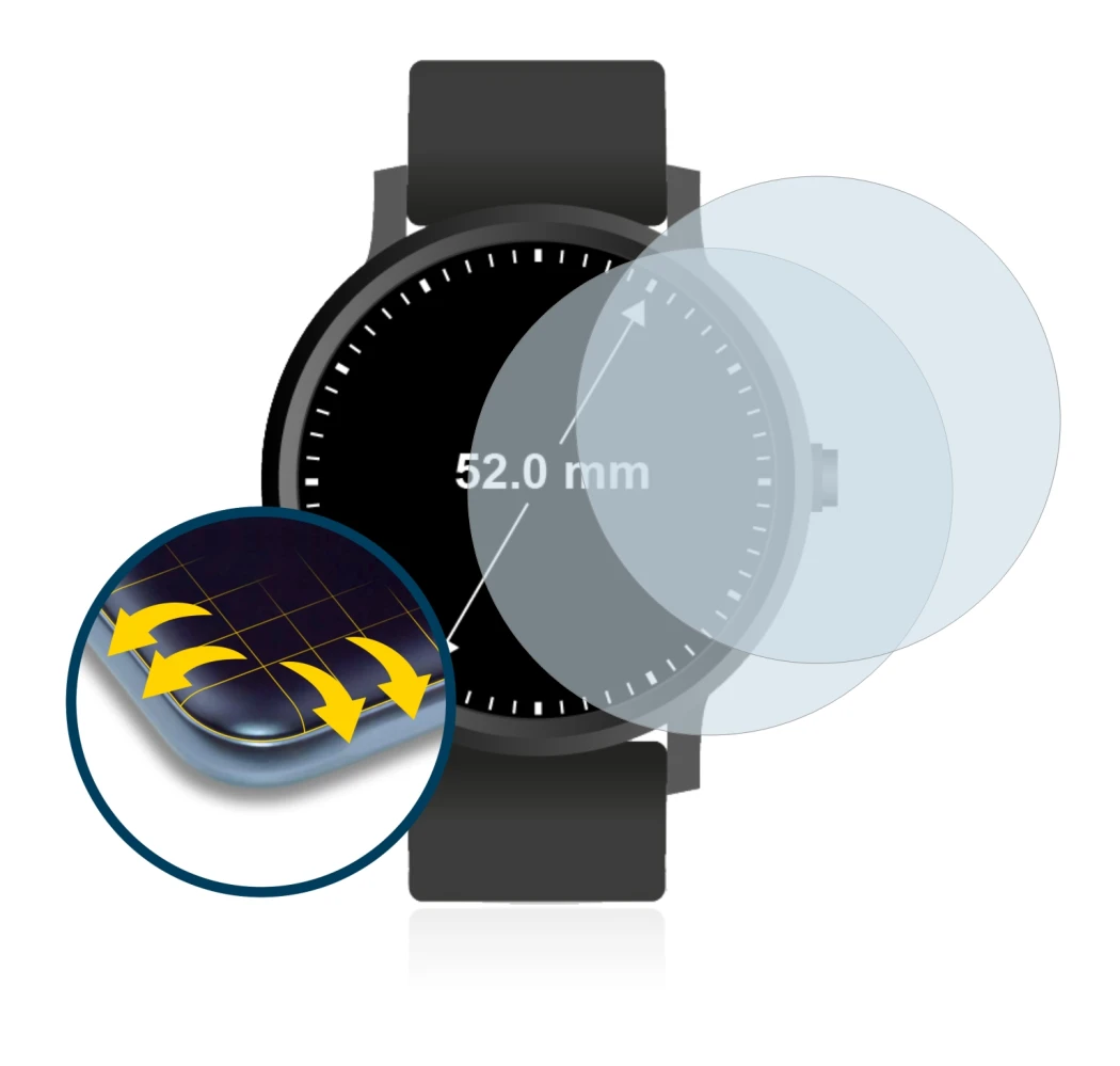 Image of the device Watches (Circular, ø: 52 mm) with a wide variety of screen protectors.