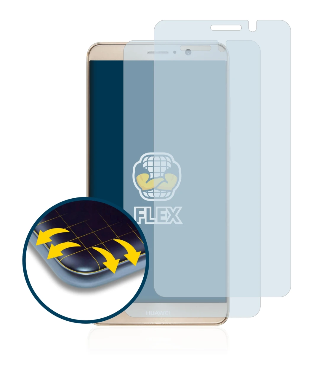 Image of the device Huawei Mate 9 with a wide variety of screen protectors.