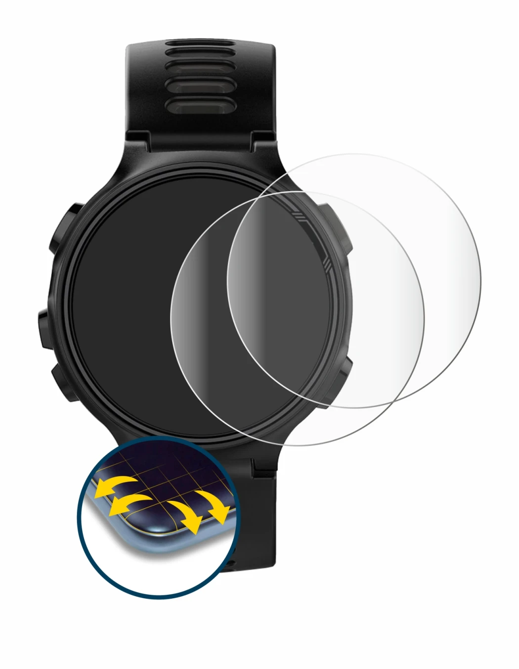Image of the device Garmin Forerunner 735XT with a wide variety of screen protectors.