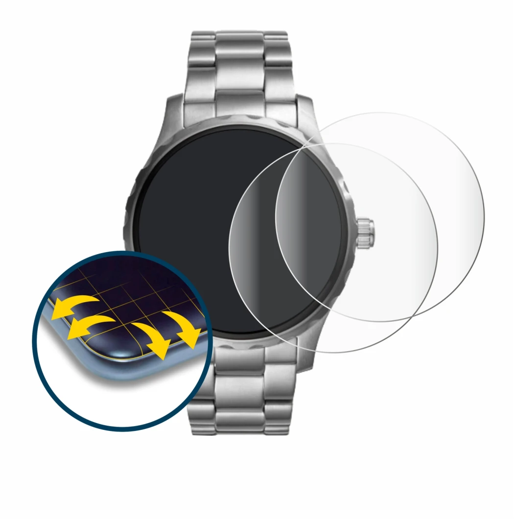 Image of the device Fossil Q Marshal (2.Gen) with a wide variety of screen protectors.
