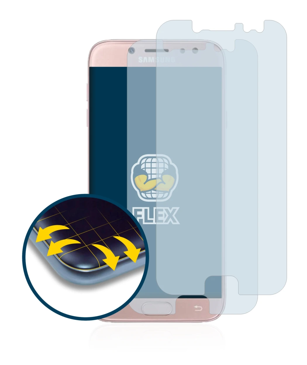 Image of the device Samsung Galaxy J7 2017 with a wide variety of screen protectors.