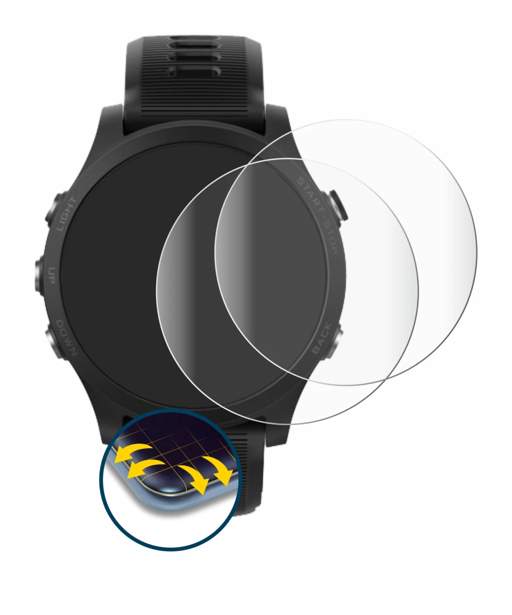 Image of the device Garmin Forerunner 935 with a wide variety of screen protectors.