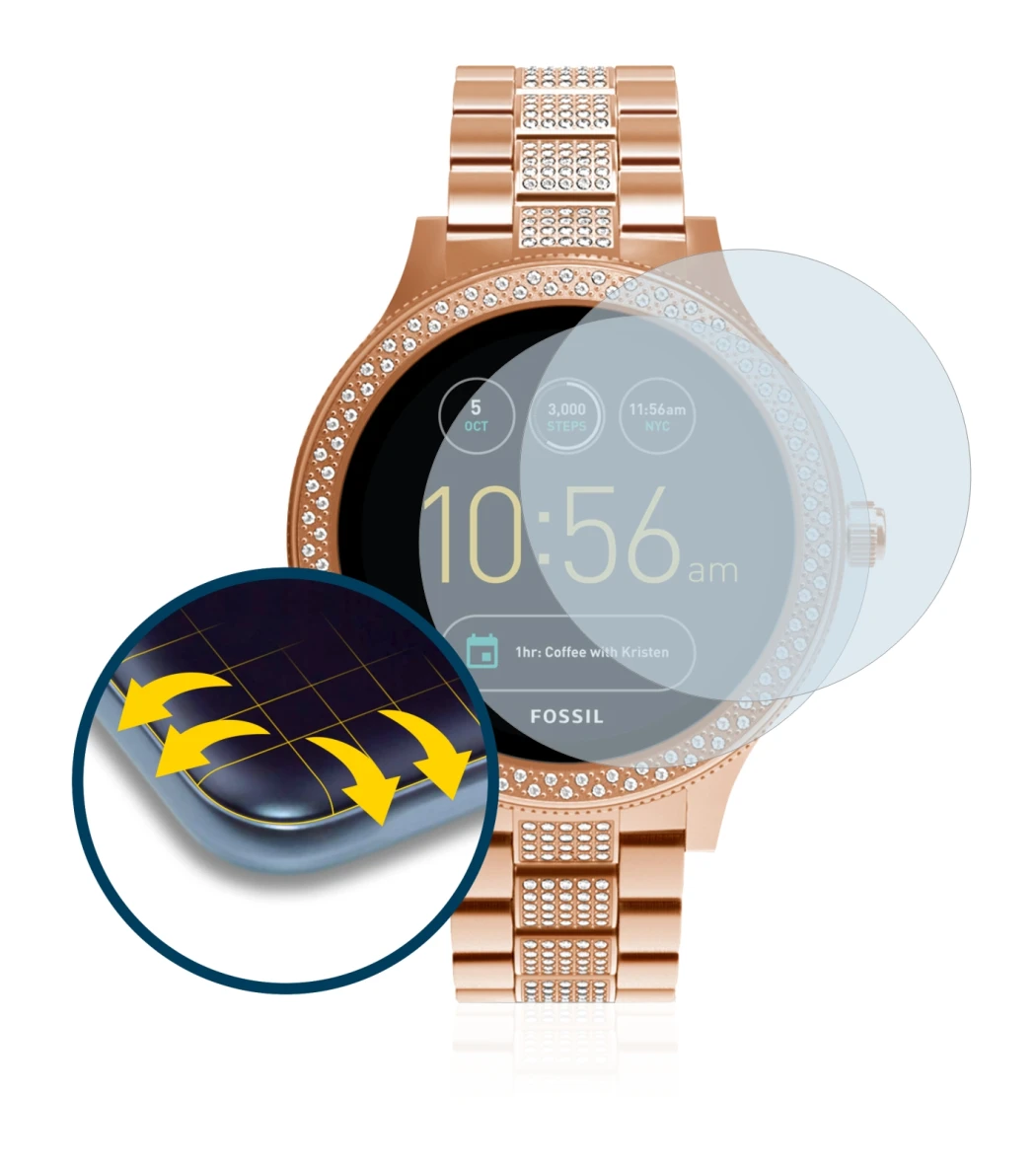 Image of the device Fossil Q Venture with a wide variety of screen protectors.
