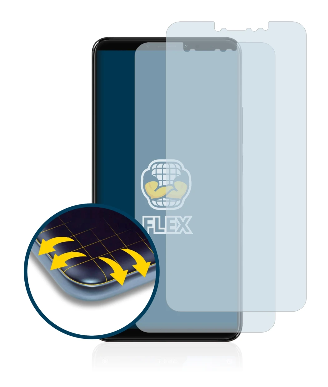 Image of the device Xiaomi Mi Max 3 with a wide variety of screen protectors.