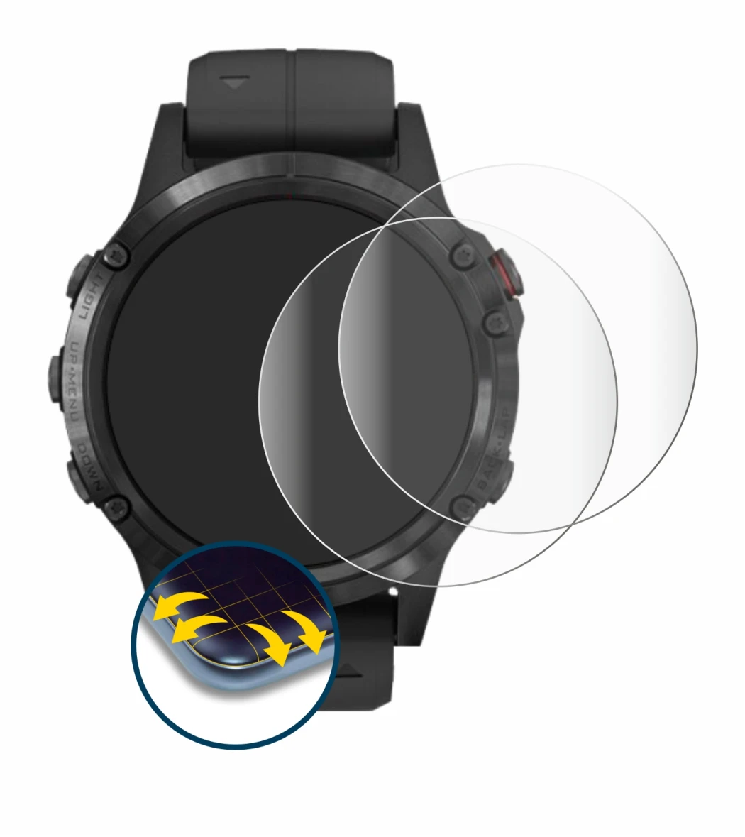 Image of the device Garmin Fenix 5 Plus (47 mm) with a wide variety of screen protectors.