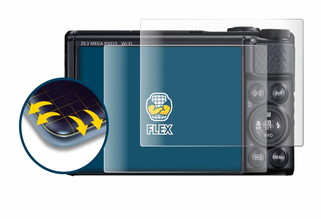 Image of the device Canon PowerShot SX740 HS with a wide variety of screen protectors.