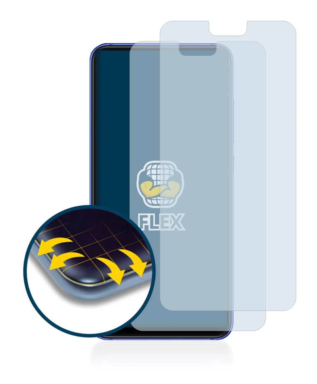 Image of the device Xiaomi Mi 8 Lite with a wide variety of screen protectors.