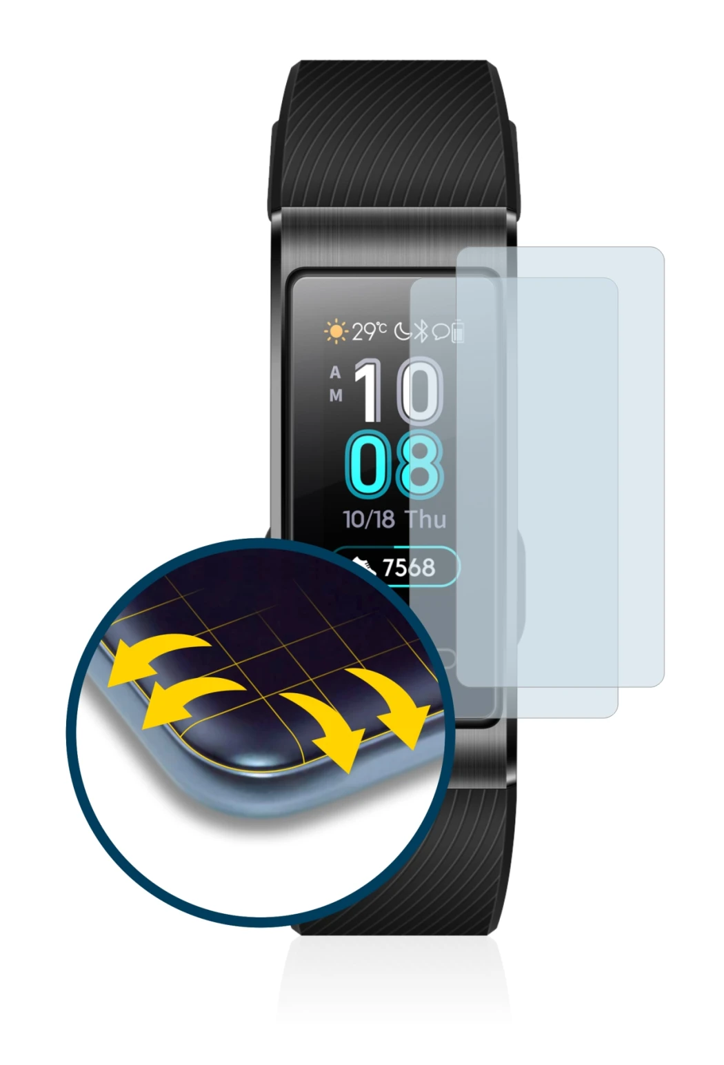 Image of the device Huawei Band 3 Pro with a wide variety of screen protectors.