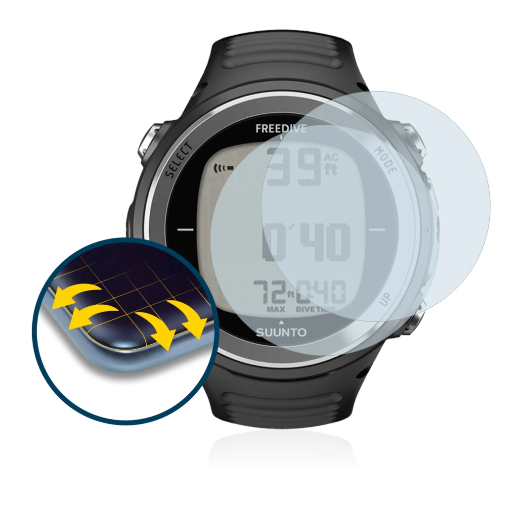 Image of the device Suunto D4F with a wide variety of screen protectors.