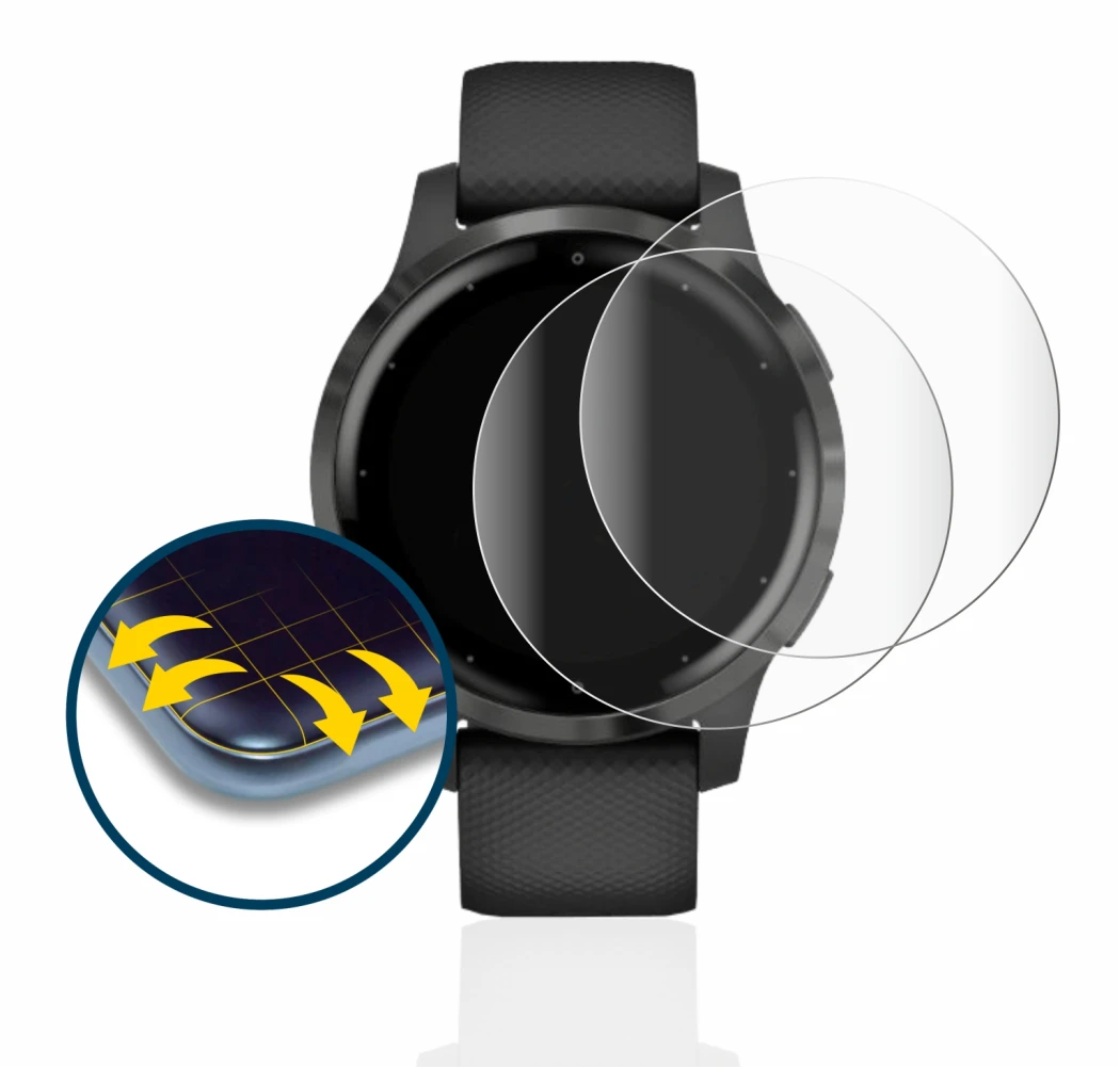 Image of the device Garmin vivoactive 4 (45 mm) with a wide variety of screen protectors.