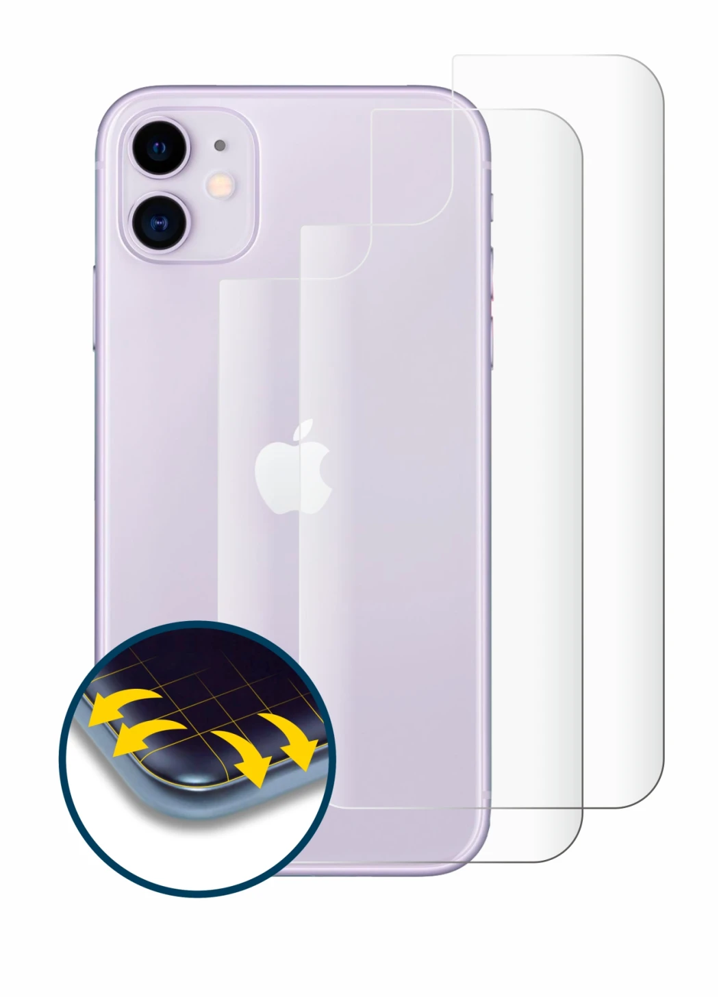 Image of the device Apple iPhone 11 (Back) with a wide variety of screen protectors.