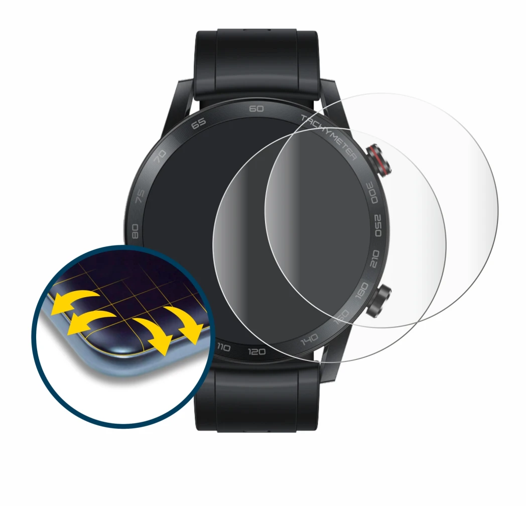 Image of the device Honor Watch Magic 2 (46 mm) with a wide variety of screen protectors.