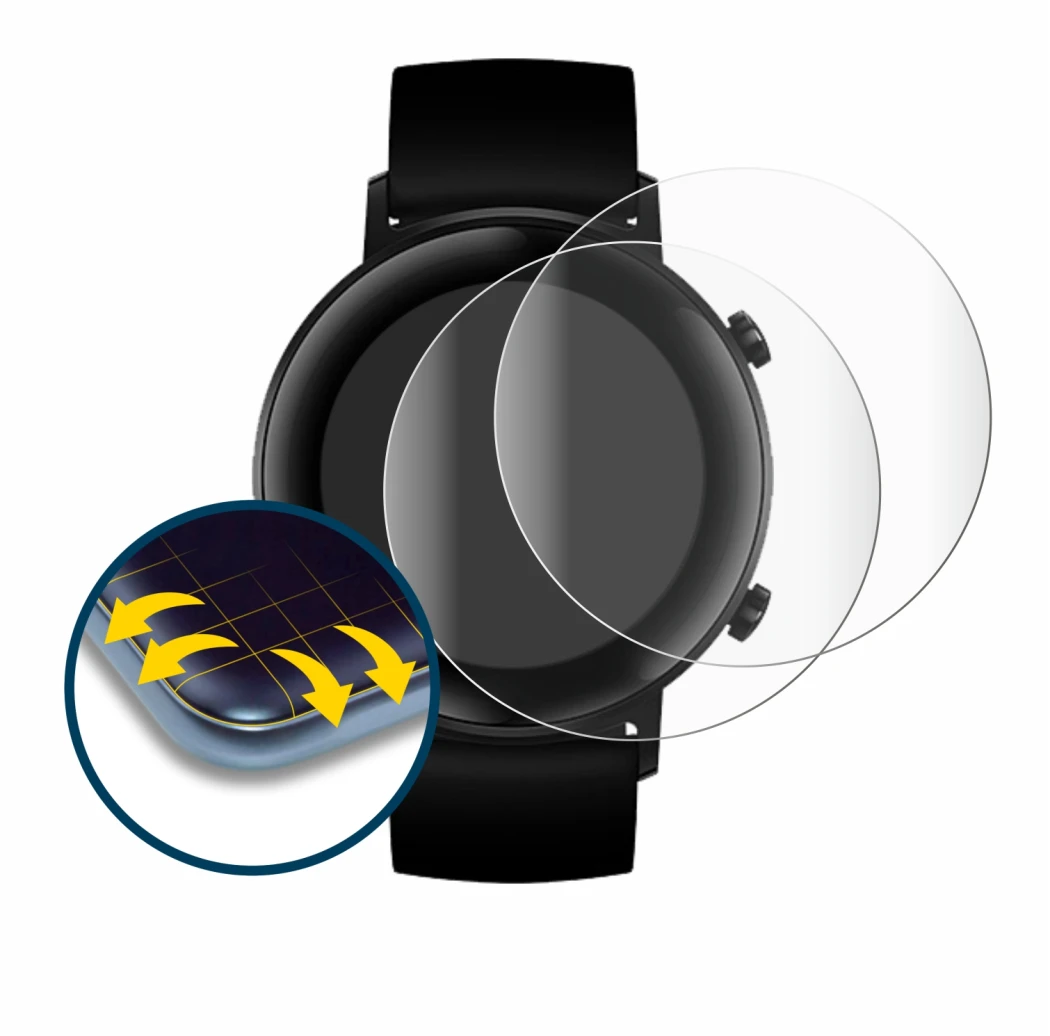 Image of the device Huawei Watch GT 2 (42 mm) with a wide variety of screen protectors.