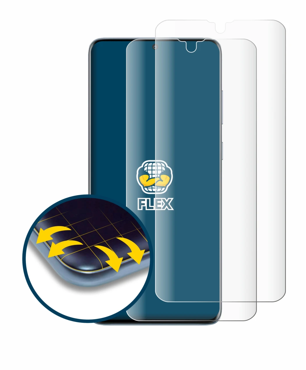 Image of the device Samsung Galaxy S20 Plus with a wide variety of screen protectors.