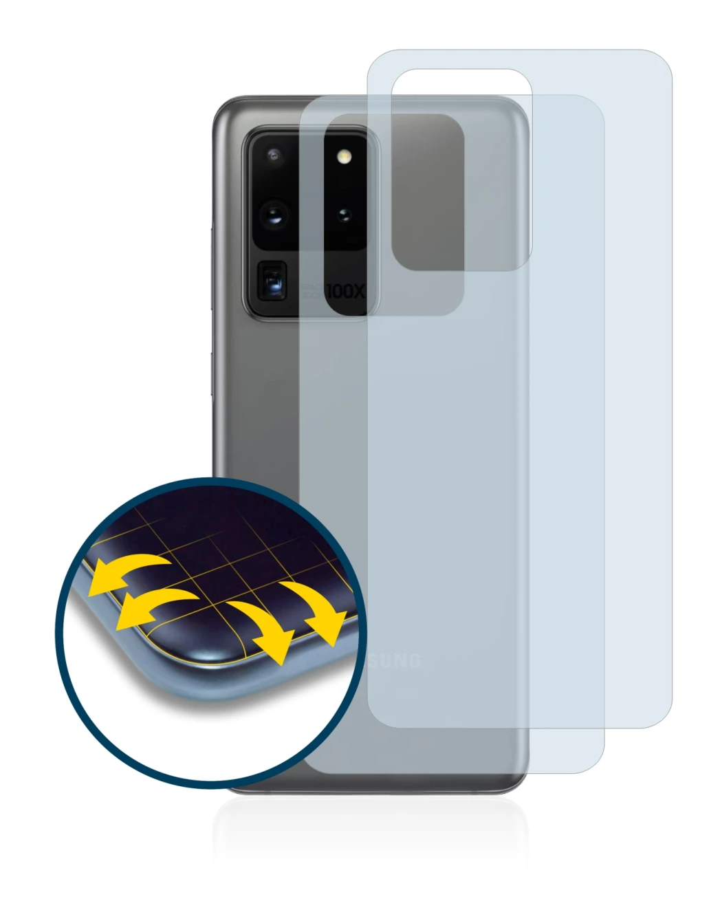 Image of the device Samsung Galaxy S20 Ultra (Back) with a wide variety of screen protectors.