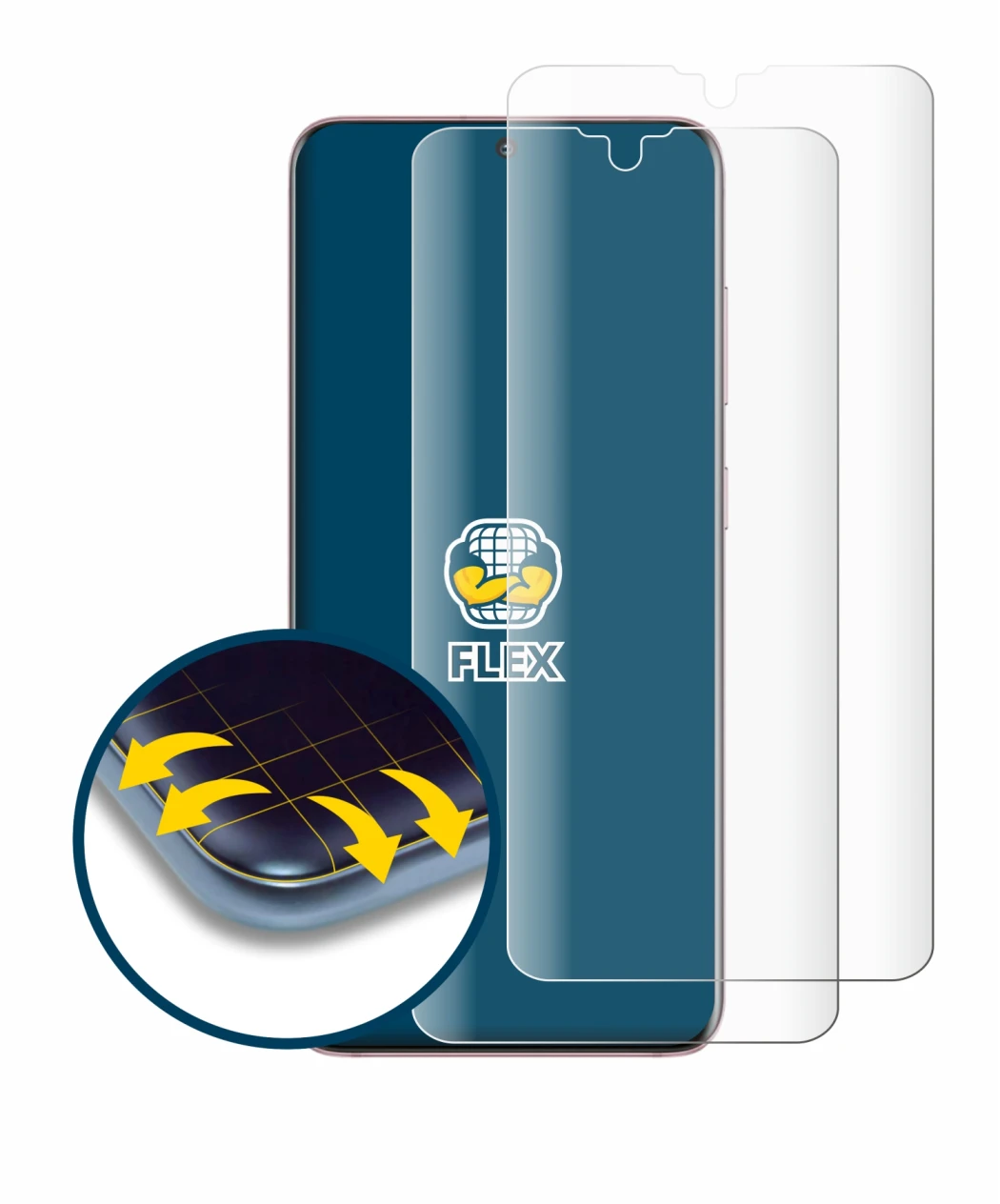 Image of the device Samsung Galaxy S20 5G with a wide variety of screen protectors.