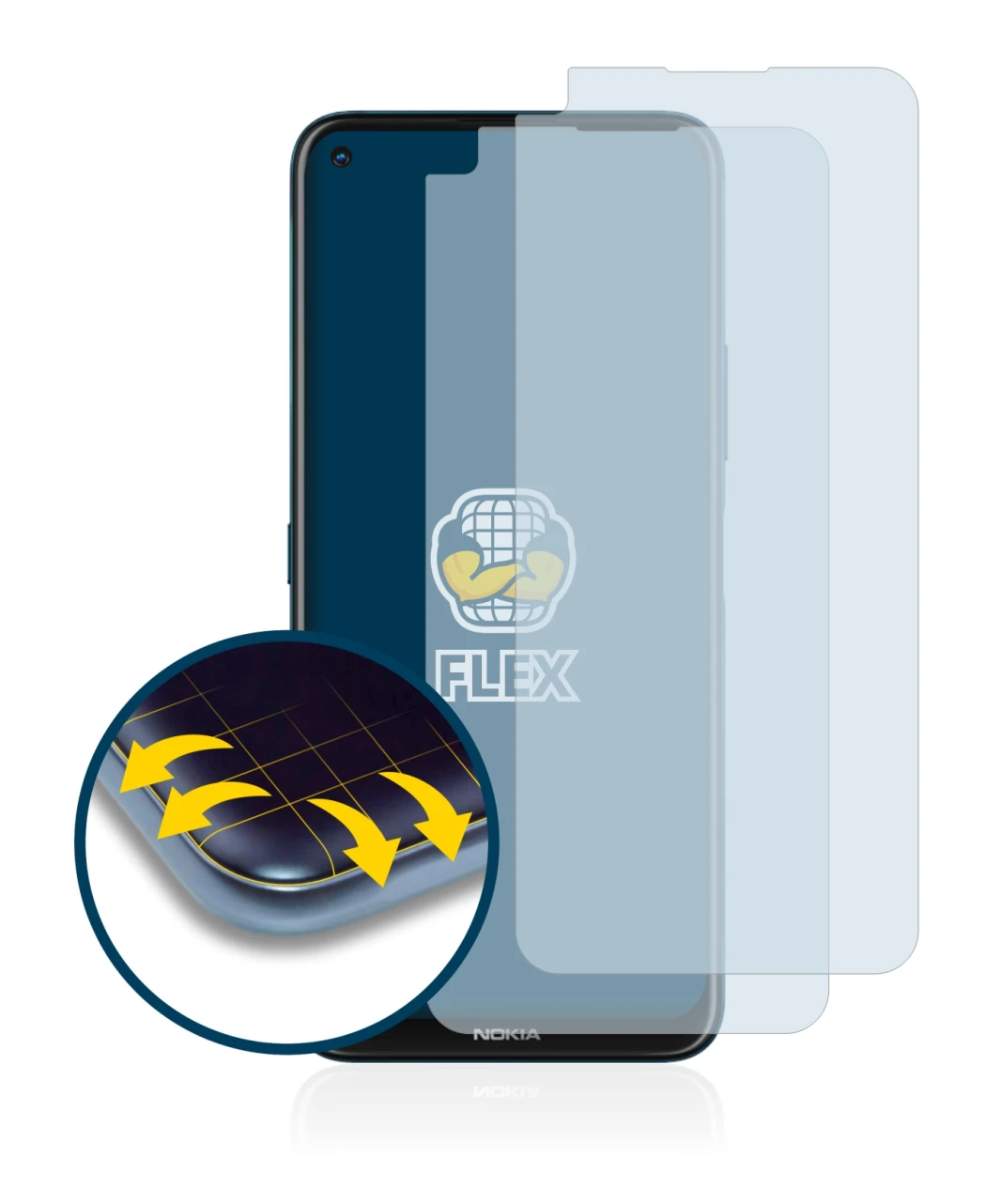 Image of the device Nokia 8.3 5G with a wide variety of screen protectors.