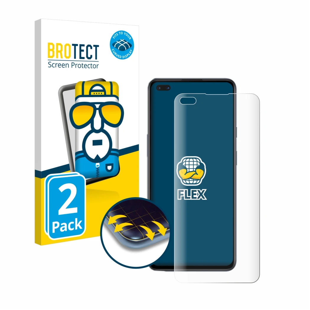 Front side of a product packaging with the brand logo BROTECT. Next to it is the device OnePlus Nord shown with the correspond