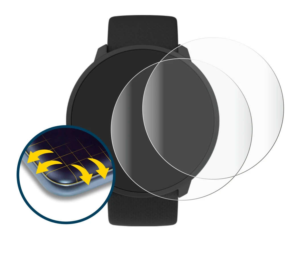 Image of the device Polar Unite with a wide variety of screen protectors.