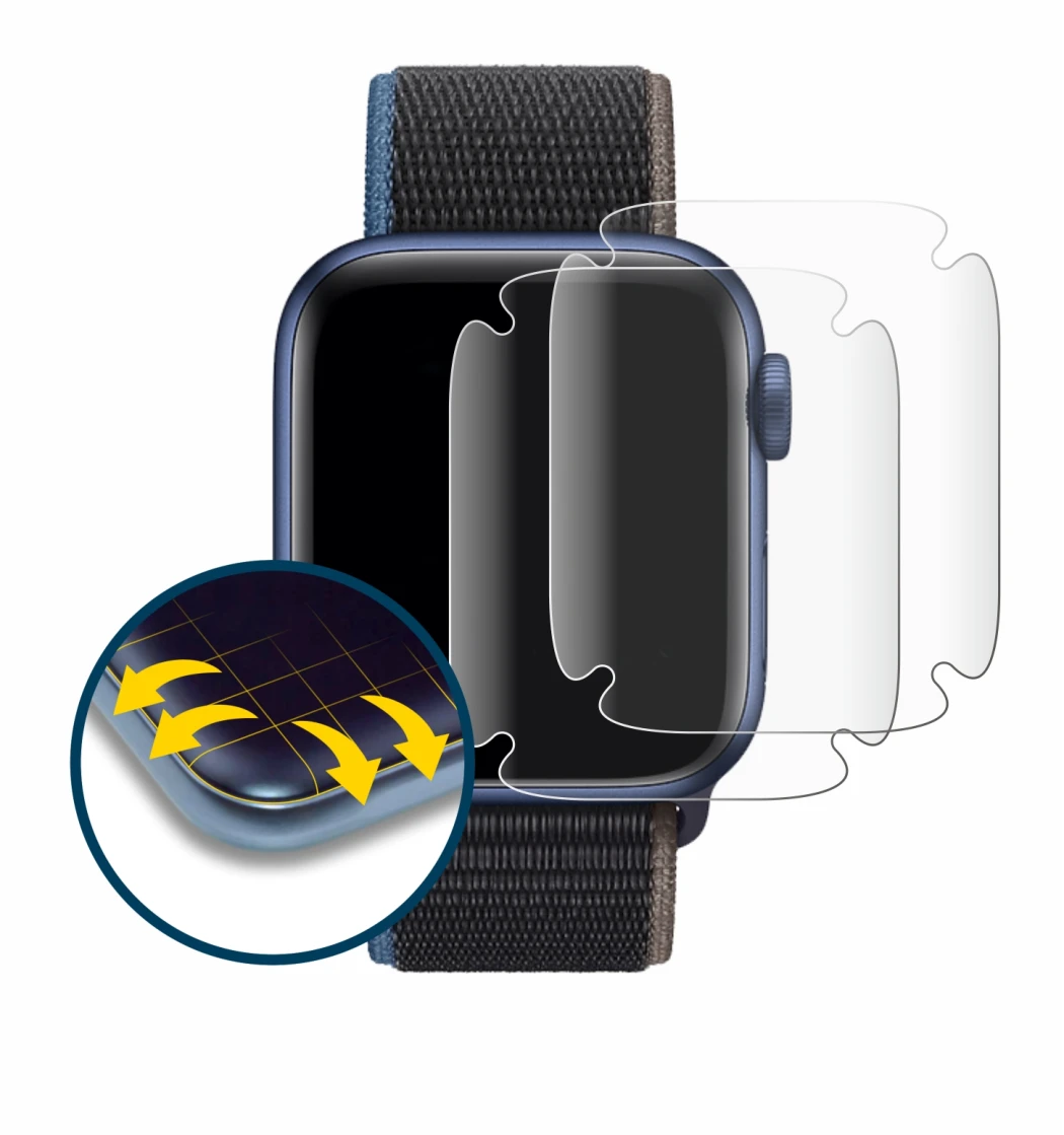 Image of the device Apple Watch Series 6 (40 mm) with a wide variety of screen protectors.