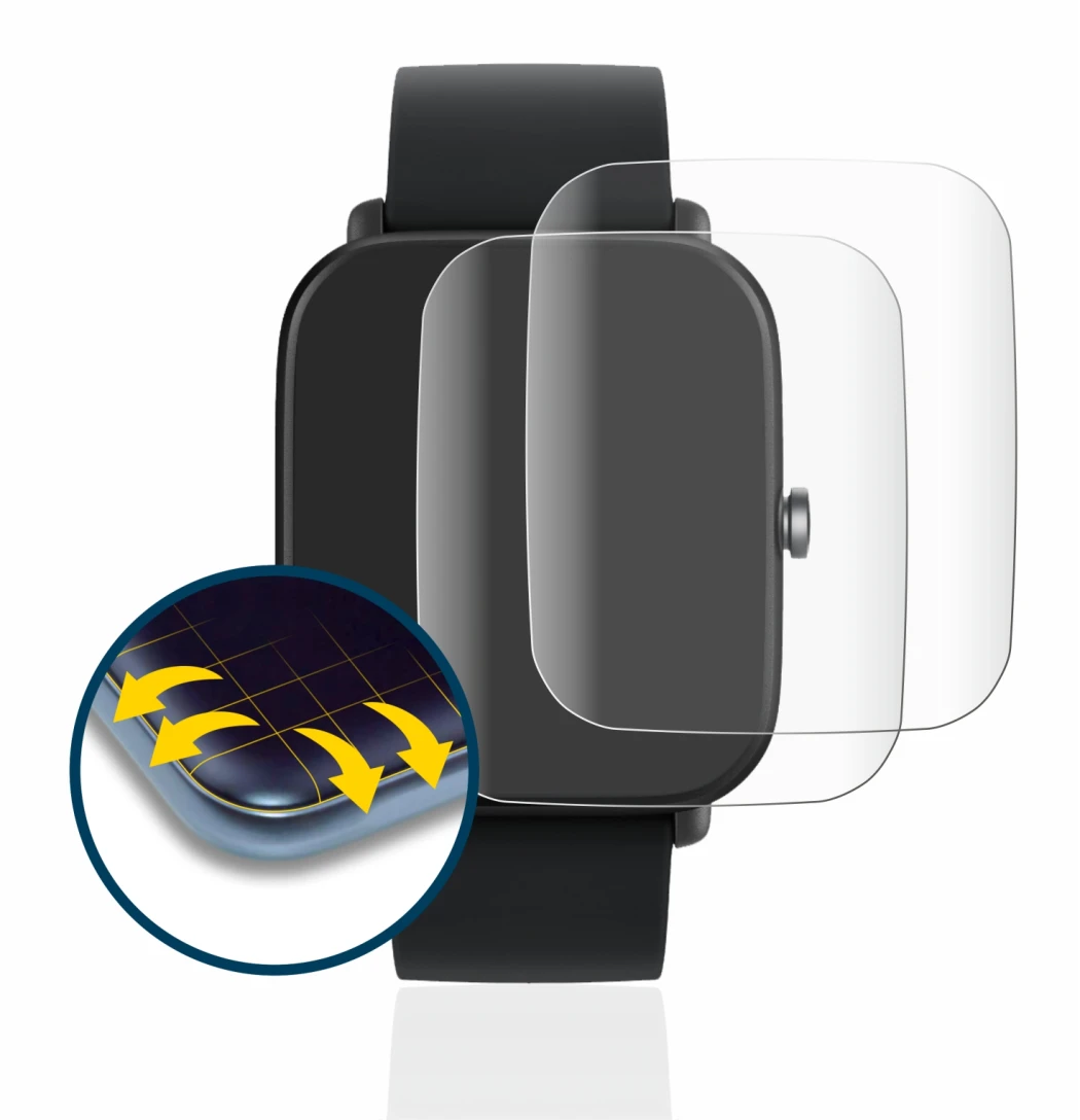 Image of the device Huami Amazfit Bip U with a wide variety of screen protectors.