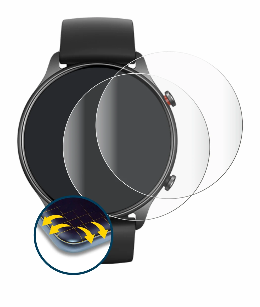 Image of the device Huami Amazfit GTR 2e with a wide variety of screen protectors.
