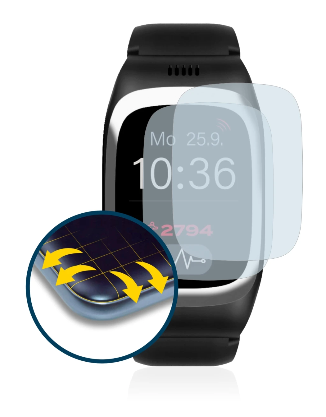 Image of the device James B6 with a wide variety of screen protectors.