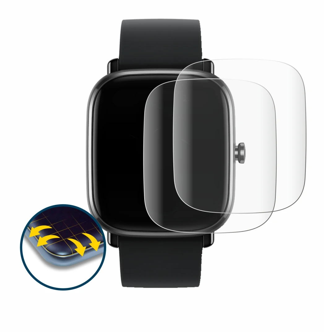 Image of the device Huami Amazfit GTS 2 mini with a wide variety of screen protectors.