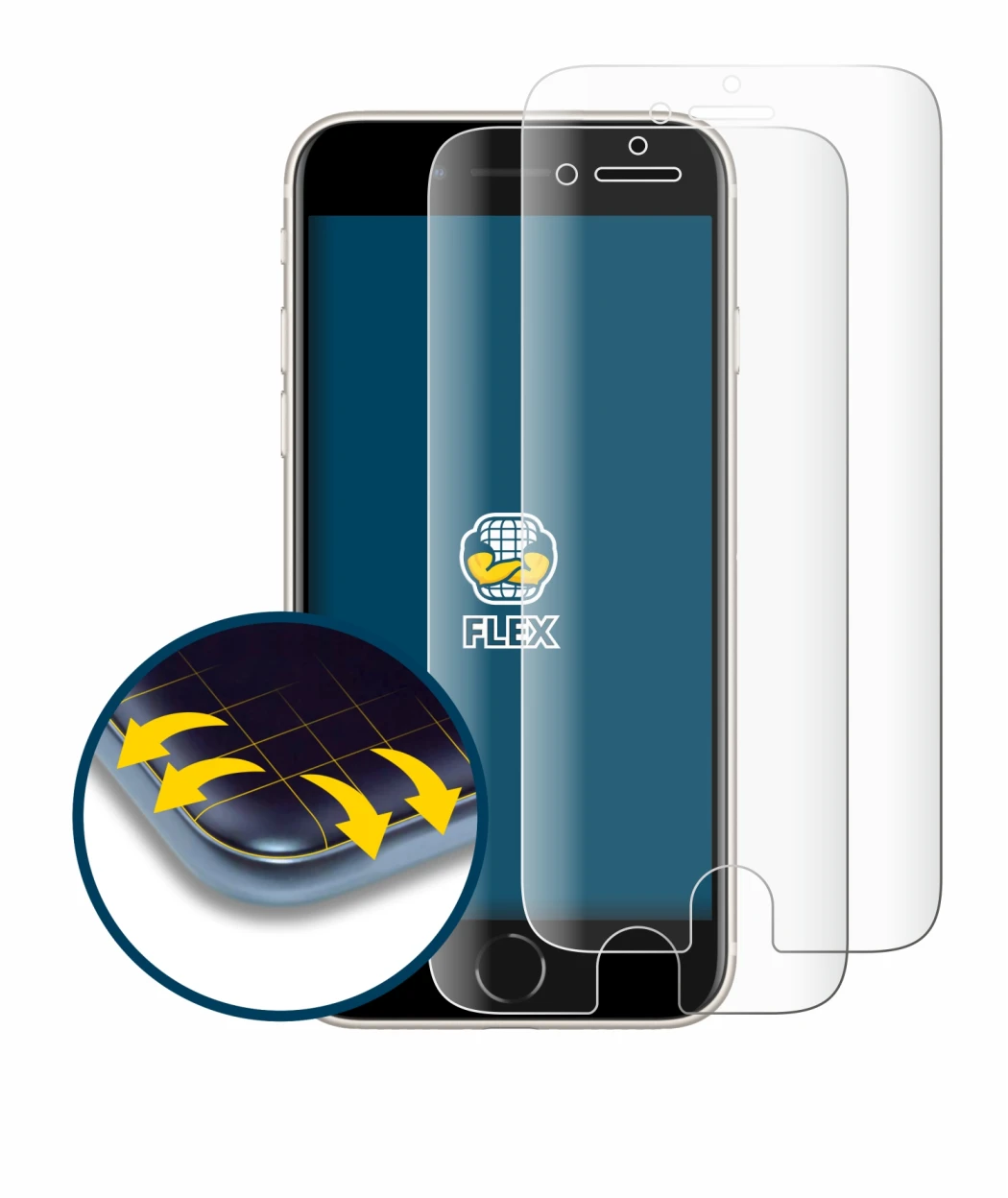 Image of the device Apple iPhone SE 3 2022 with a wide variety of screen protectors.