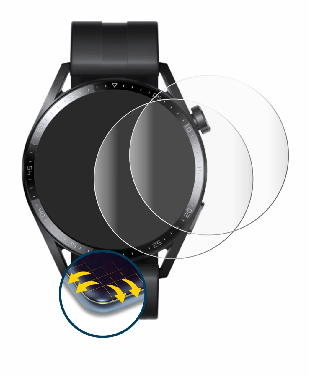 Image of the device Huawei Watch GT 3 (46 mm) with a wide variety of screen protectors.
