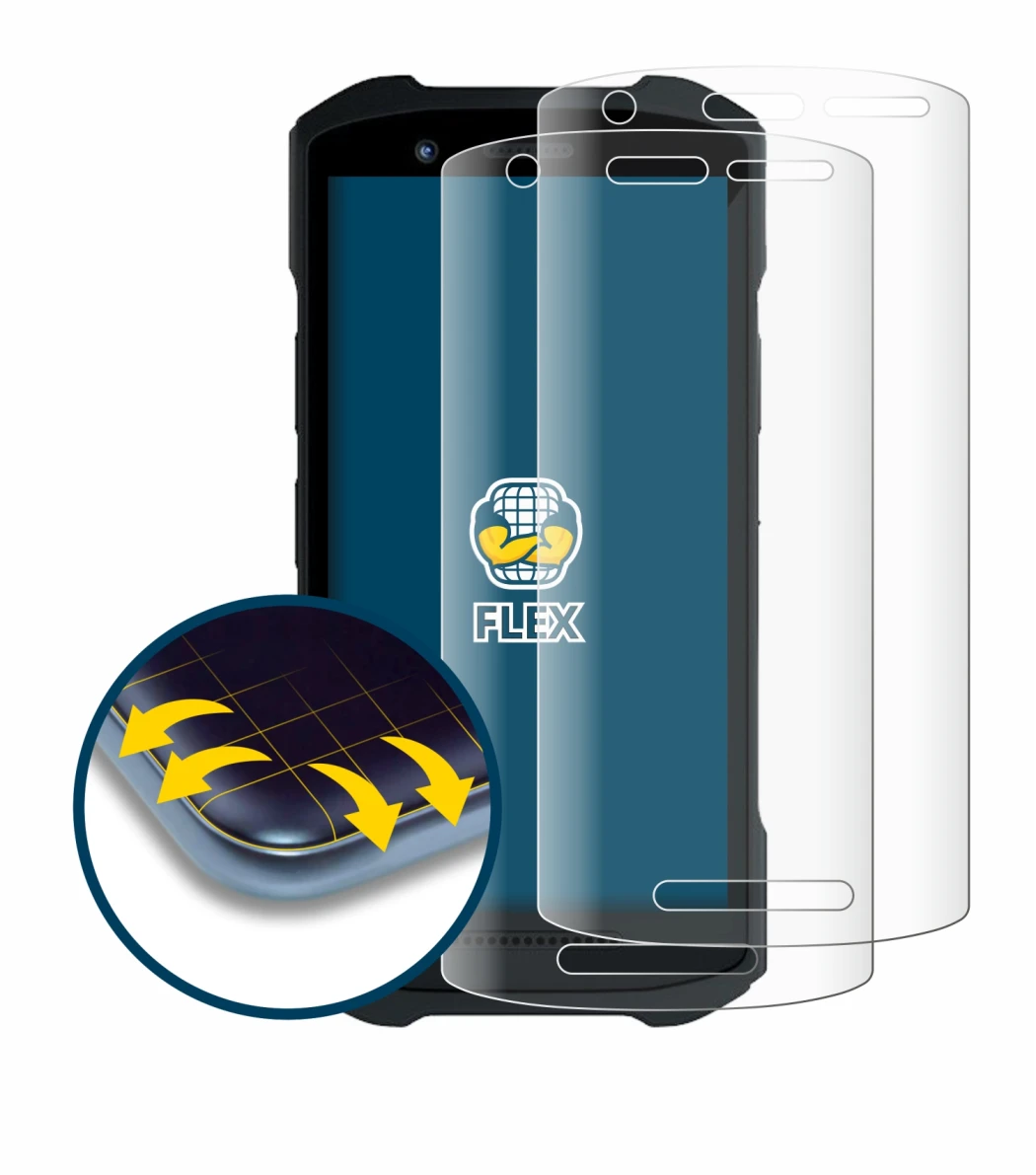 Image of the device Zebra TC26 with a wide variety of screen protectors.
