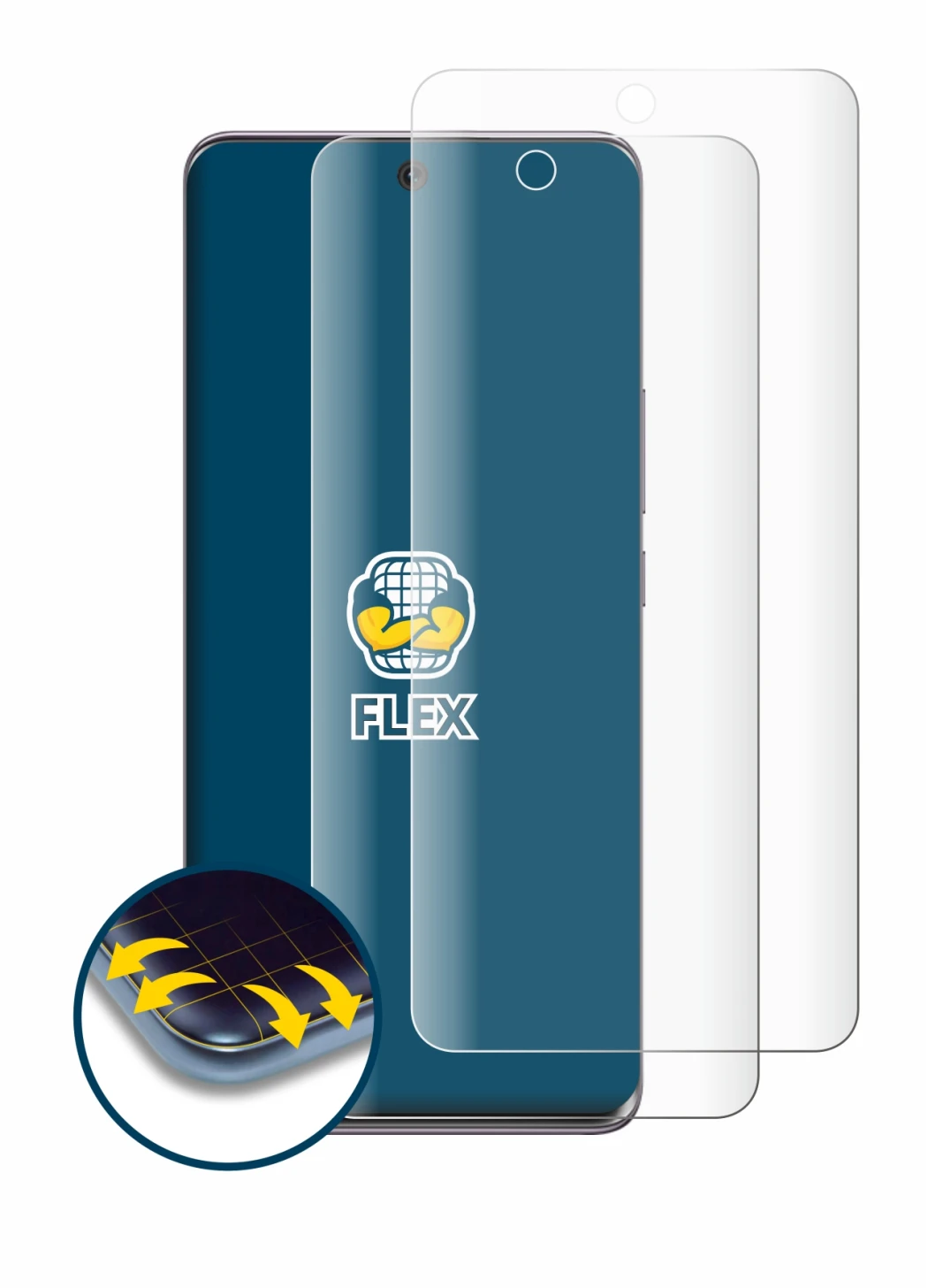 Image of the device Honor 50 with a wide variety of screen protectors.