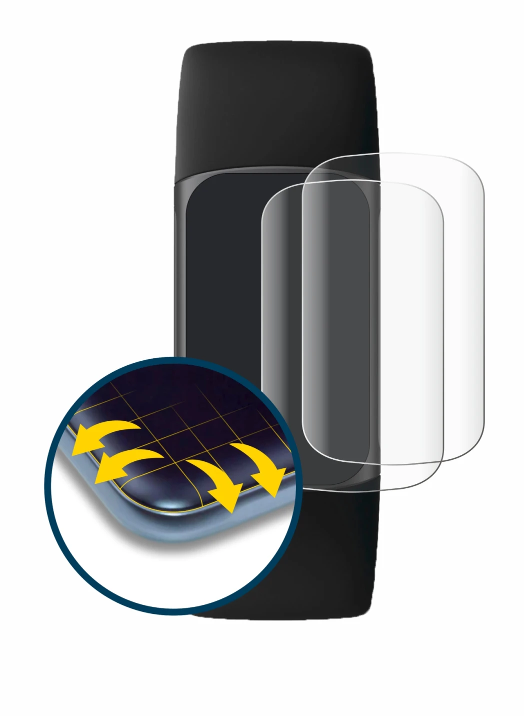 Image of the device Fitbit Charge 5 with a wide variety of screen protectors.