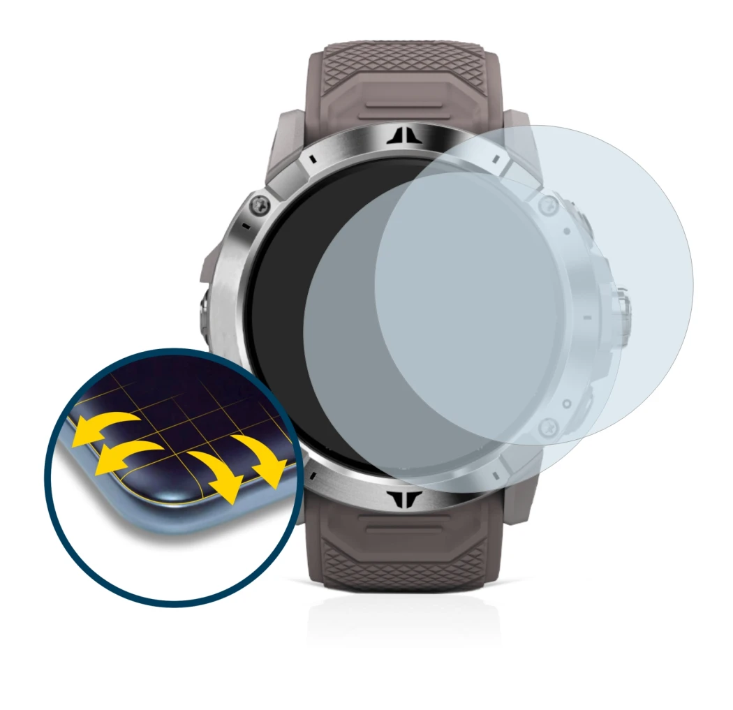 Image of the device Coros Vertix 2 with a wide variety of screen protectors.