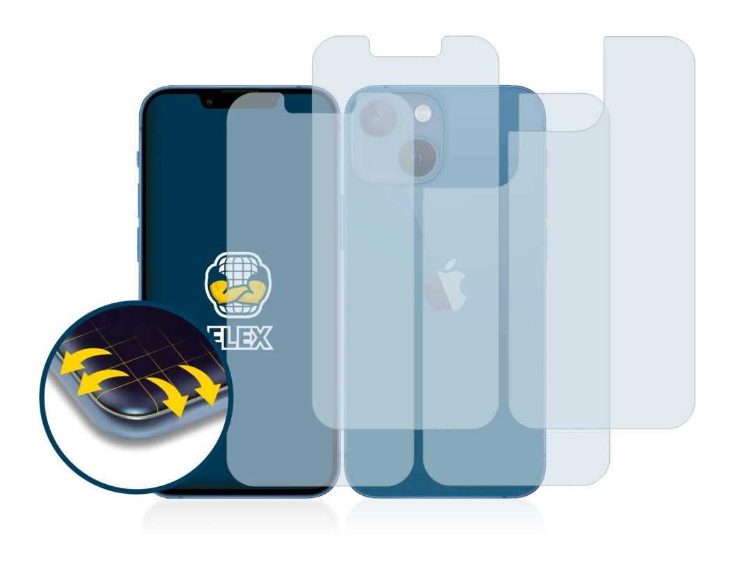 Image of the device Apple iPhone 13 mini (Front+Back) with a wide variety of screen protectors.