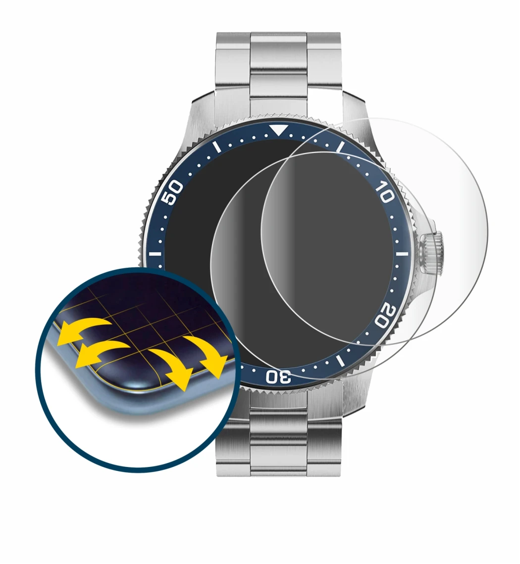 Image of the device Withings ScanWatch Horizon (43 mm) with a wide variety of screen protectors.