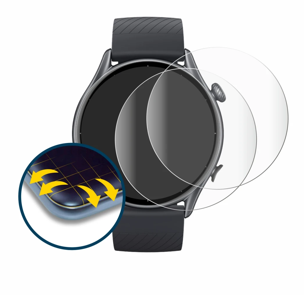 Image of the device Huami Amazfit GTR 3 with a wide variety of screen protectors.