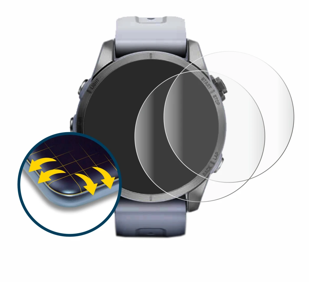 Image of the device Garmin Fenix 7S (42 mm) with a wide variety of screen protectors.