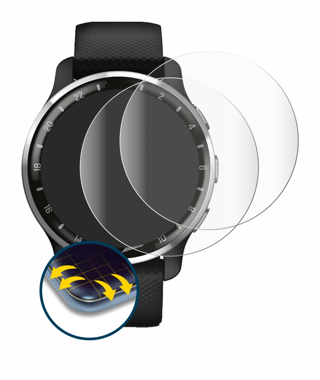 Image of the device Garmin D2 Air X10 with a wide variety of screen protectors.