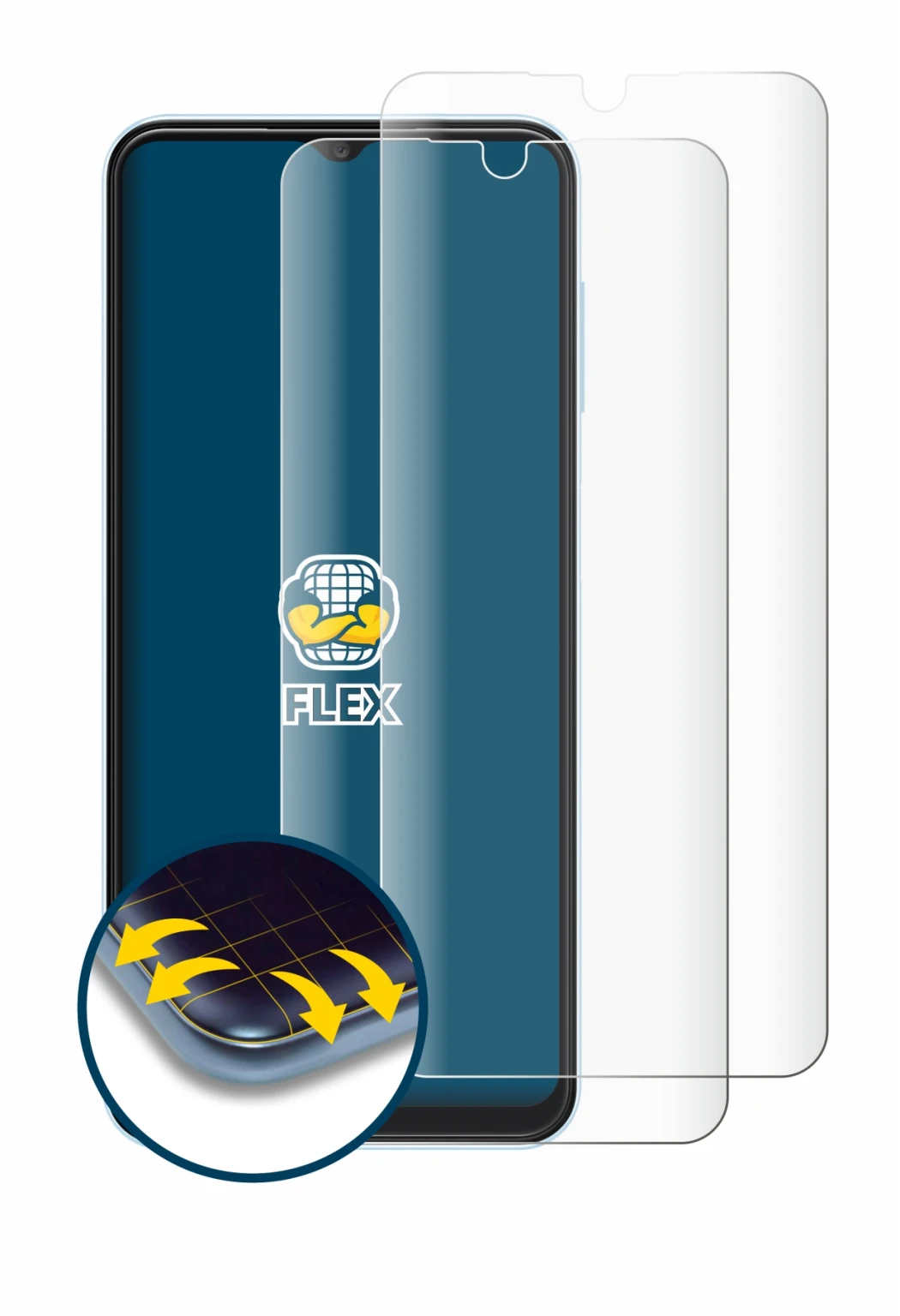 Image of the device Samsung Galaxy A13 with a wide variety of screen protectors.
