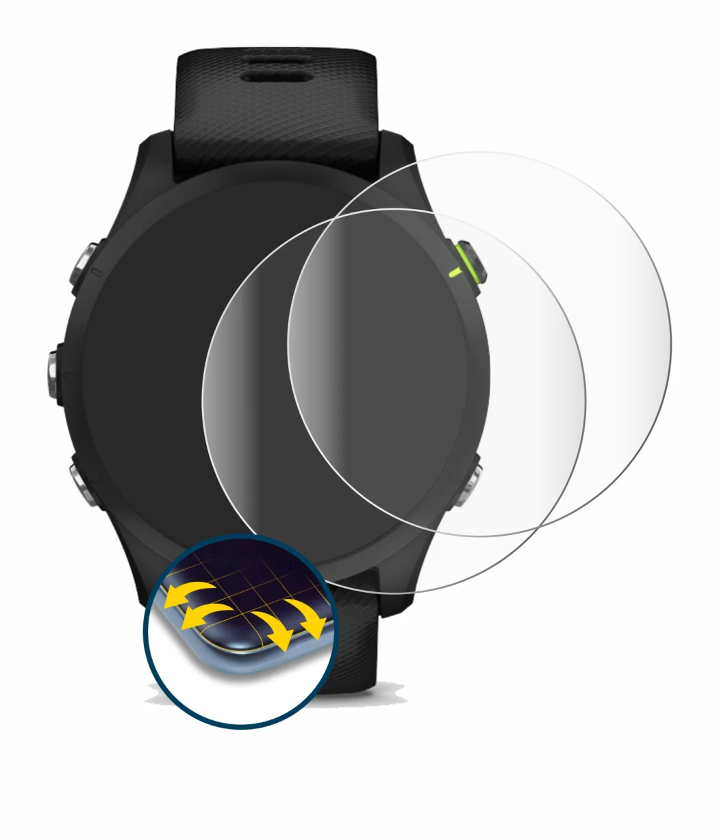 Image of the device Garmin Forerunner 255 with a wide variety of screen protectors.