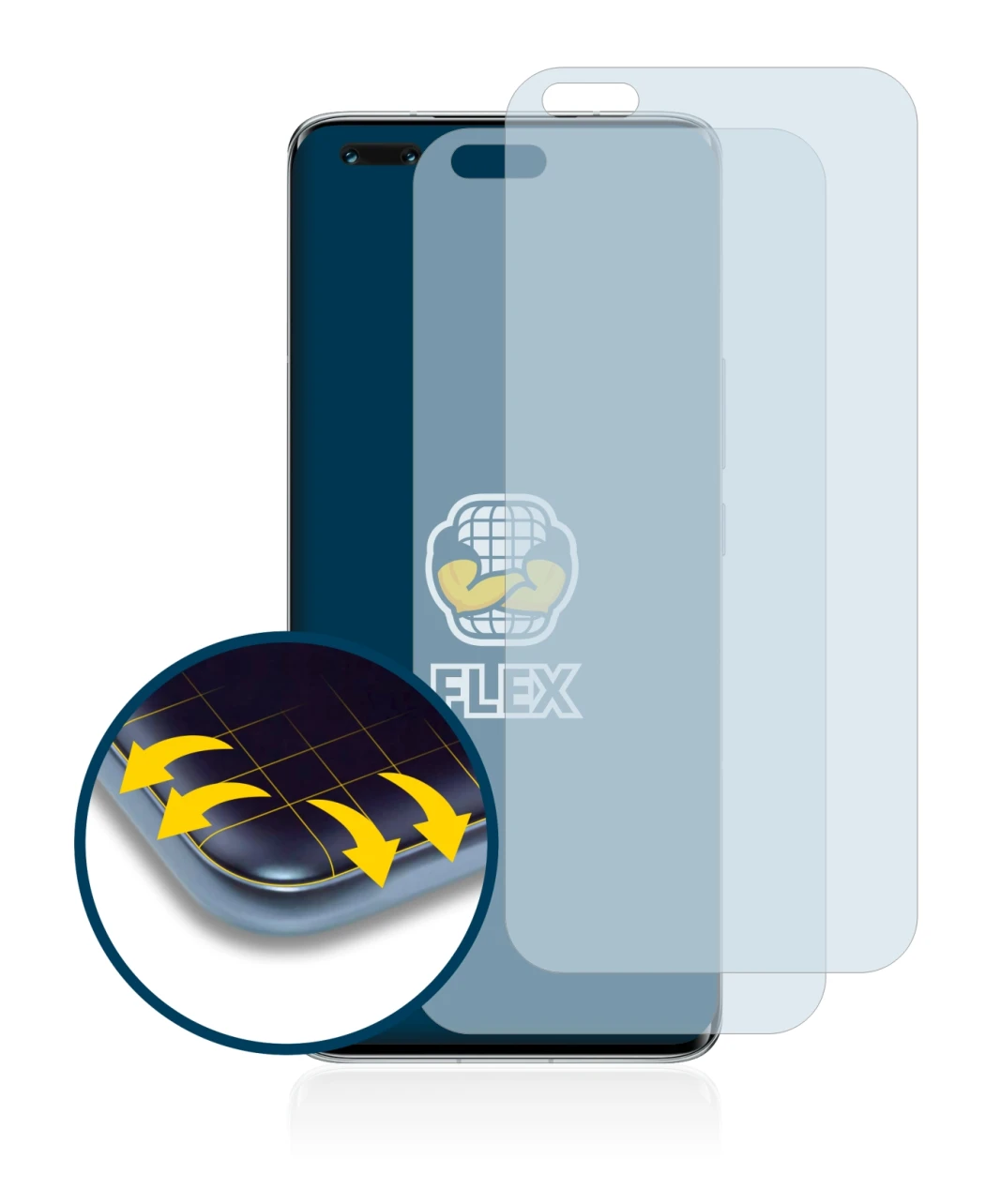 Image of the device Honor Magic 4 Pro with a wide variety of screen protectors.