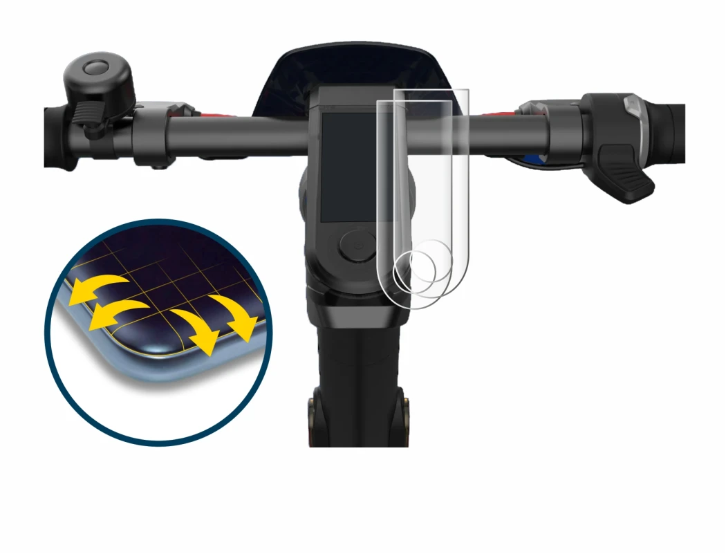 Image of the device NIU KQi3 Pro with a wide variety of screen protectors.